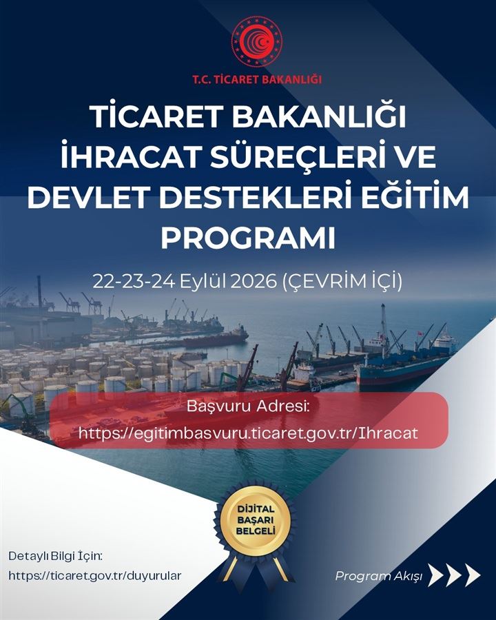 T.C. Ticaret Bakanlığı Devlet Destekleri Eğitim Programı 22-23-24 Eylül 2026